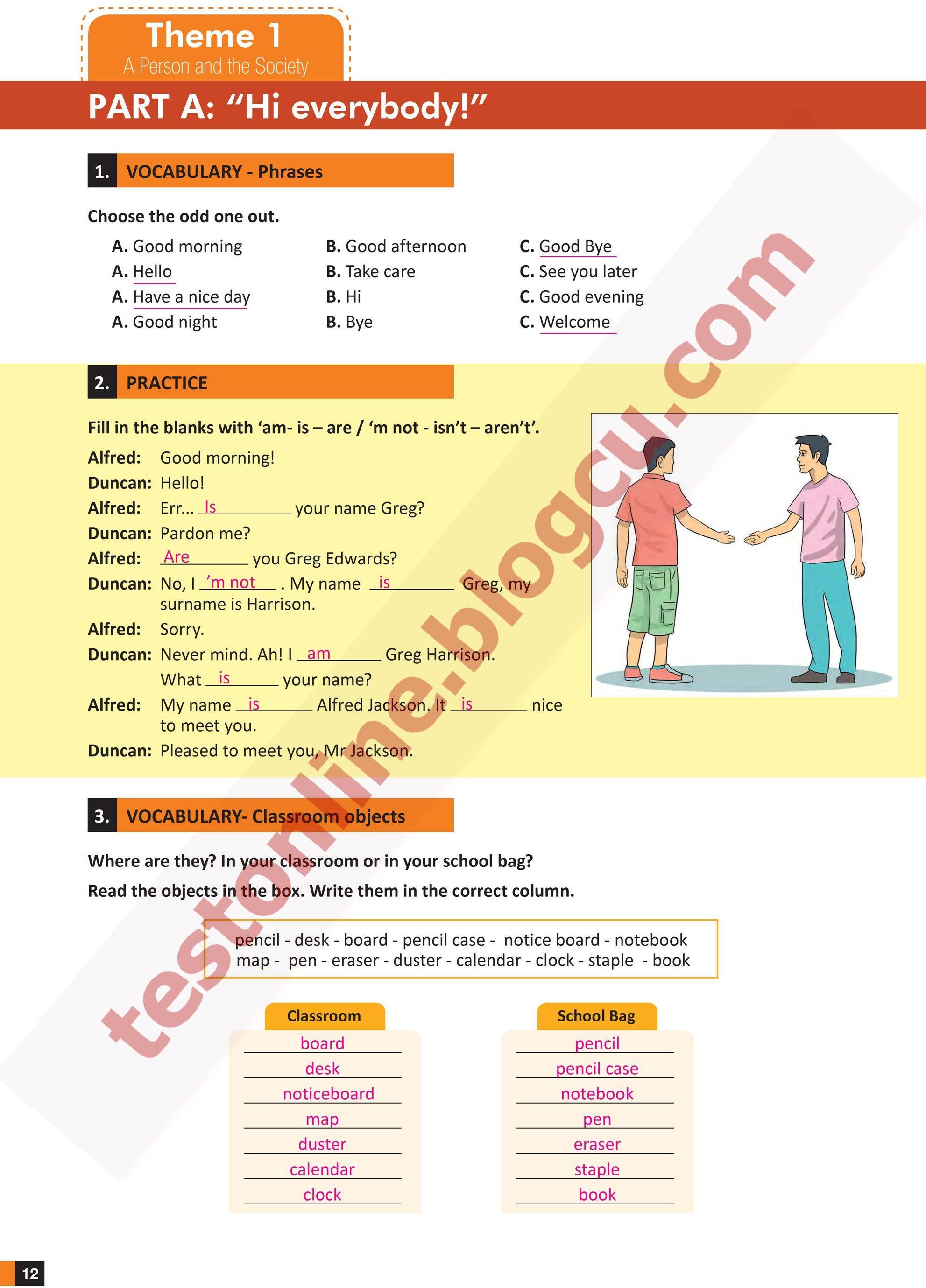 testonline.blogcu.com, 9. sınıf ingilizce harf eğitim çalışma kitabı cevapları sayfa 12